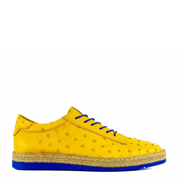 Corrente P0001 Men's Shoes Yellow Monaco Genuine Ostrich Leather Fashion Sneakers (CRT1346)-AmbrogioShoes