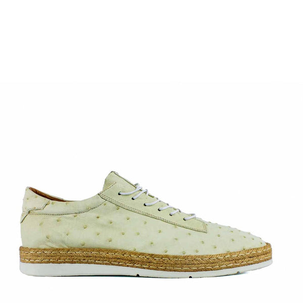 Corrente P00010 Men's Shoes Bone Monaco Genuine Ostrich Leather Fashion Sneakers (CRT1347)-AmbrogioShoes