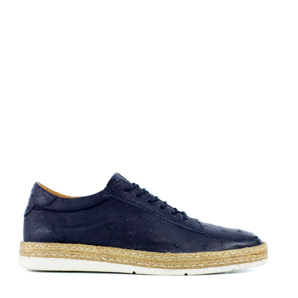 Corrente P00012 Men's Shoes Navy Monaco Genuine Ostrich Leather Fashion Sneakers (CRT1349)-AmbrogioShoes