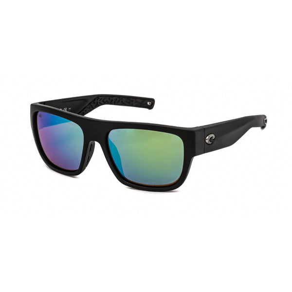 Costa Del Mar SAMPAN Sunglasses Matte Black/Green Mirror Polarized Glass 580G-AmbrogioShoes