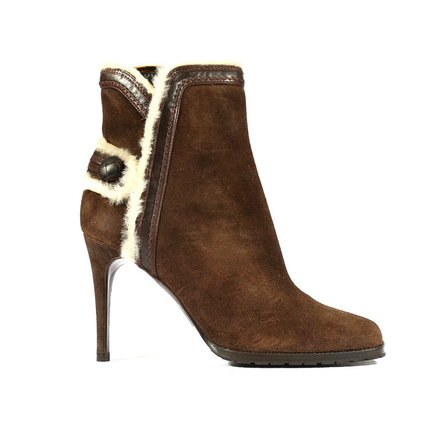 Dsquared2 Designer Shoes for women Brown Suede Fur Boots (DSW01)-AmbrogioShoes