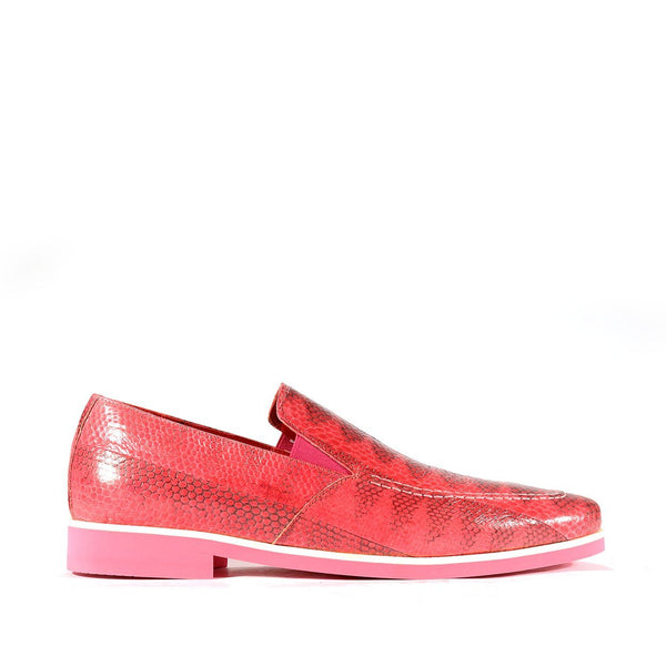 Fennix Daniel Men's Shoes Pink Python Print / Eel-Skin Slip-on Loafers (FXS2601)-AmbrogioShoes