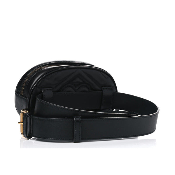 Gucci 476434 DSVRT 1000 Marmont 2.0 Women's Black Matelasse Leather Belt Bag (GG2071)-AmbrogioShoes