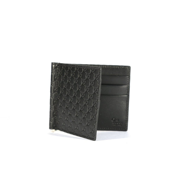 Gucci 544478 493075 Men's Black Micro Guccissima Leather Money Clip Wallet (GGMW2021)-AmbrogioShoes