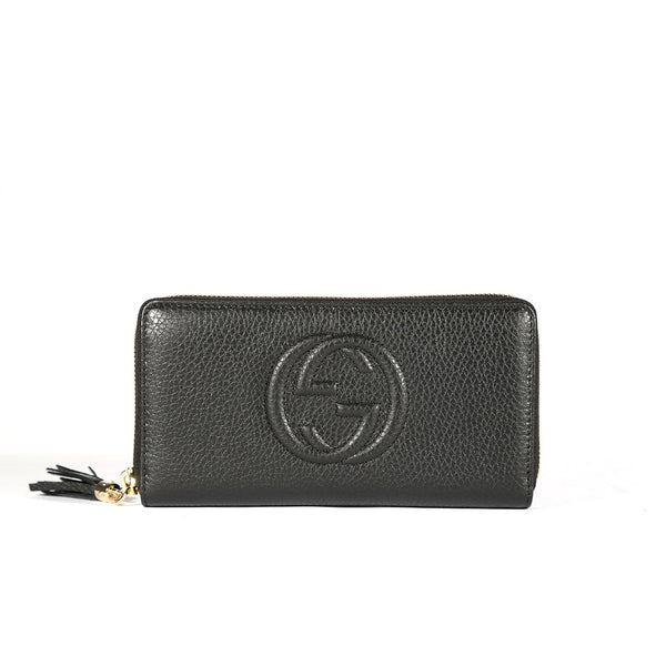 Gucci 598187 525040 Soho Women's Black Full Grain Calf-Skin Leather Wallet (GGWW3605)-AmbrogioShoes