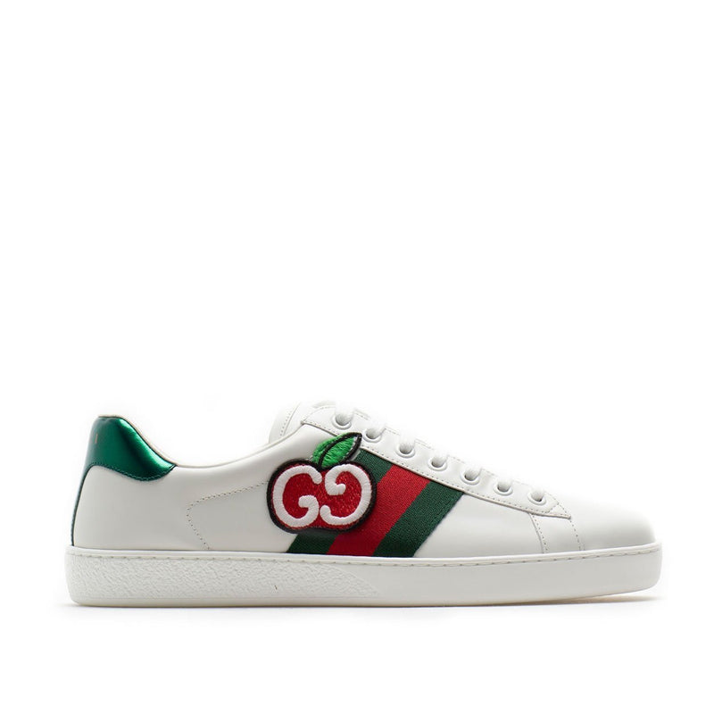 Gucci 611376 Ace Men's Sneakers with GG apple Shoes White (GGM1717)-AmbrogioShoes