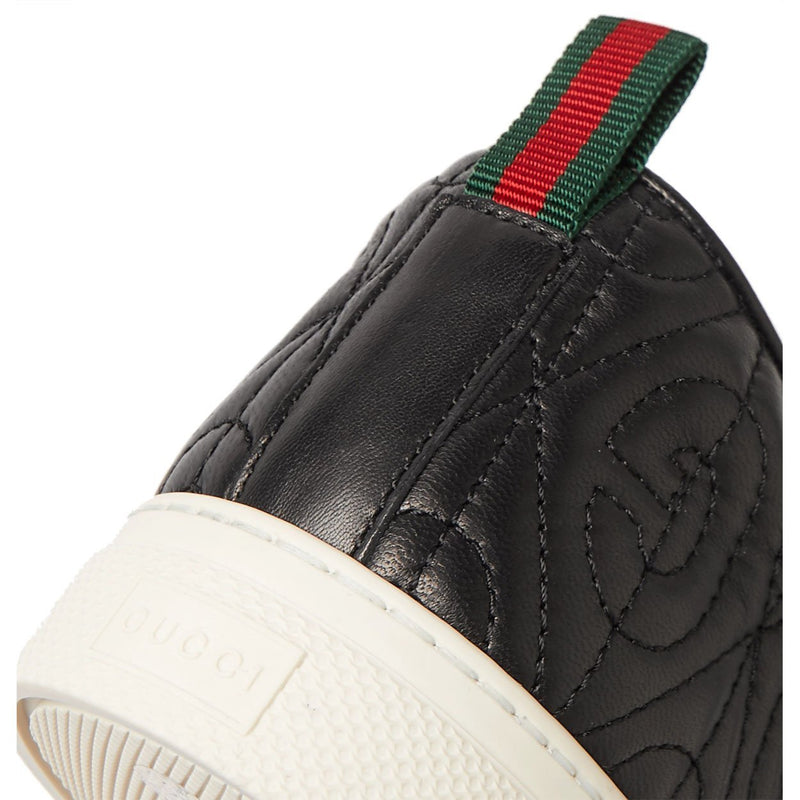 Gucci Dublin Men's Shoes Black Texture Sewed Calf-Skin Leather Slip-On Sneakers (GGM1709)-AmbrogioShoes