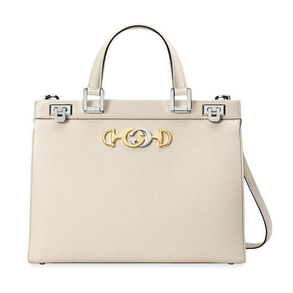 Gucci Zumi Womens White Full Grain Calf-Skin Leather Shoulder Bag (GG2054)-AmbrogioShoes