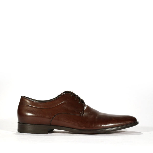 Hugo Boss Men's Designer Shoes Dark Brown Calf-Skin Leather Derby Oxfords (HBM04)-AmbrogioShoes