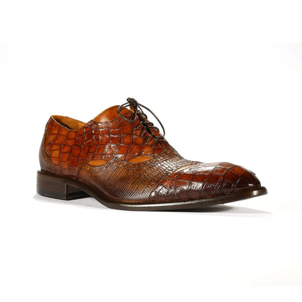 Jo Ghost 2025 Men's Shoes Brown Alligator & Lizard Print / Calf-Skin Leather Oxfords (JG5262)-AmbrogioShoes