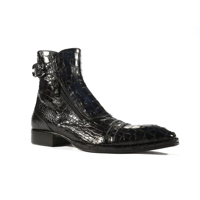 Jo Ghost 3206 Men's Shoes Black Crocodile Print / Calf-Skin Leather Boots(JG5250)-AmbrogioShoes