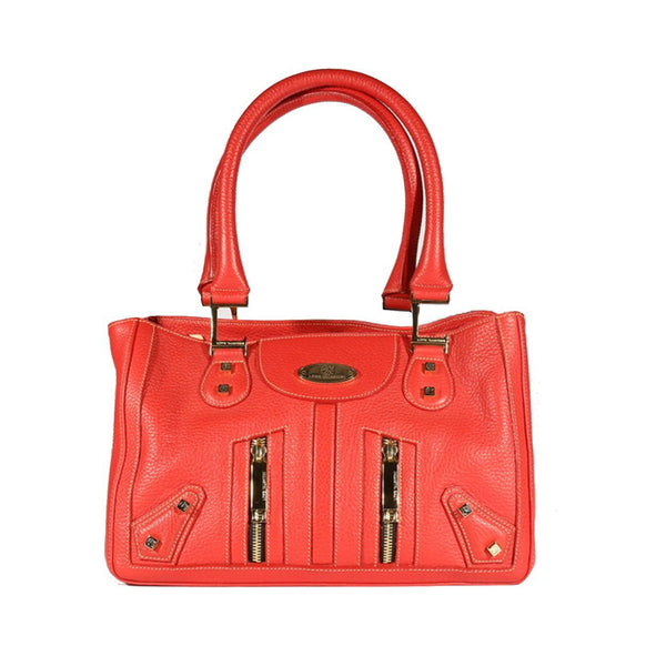 Lowe Valentini Women Red Italian Deer-Skin Leather Handbag (LV3000)-AmbrogioShoes