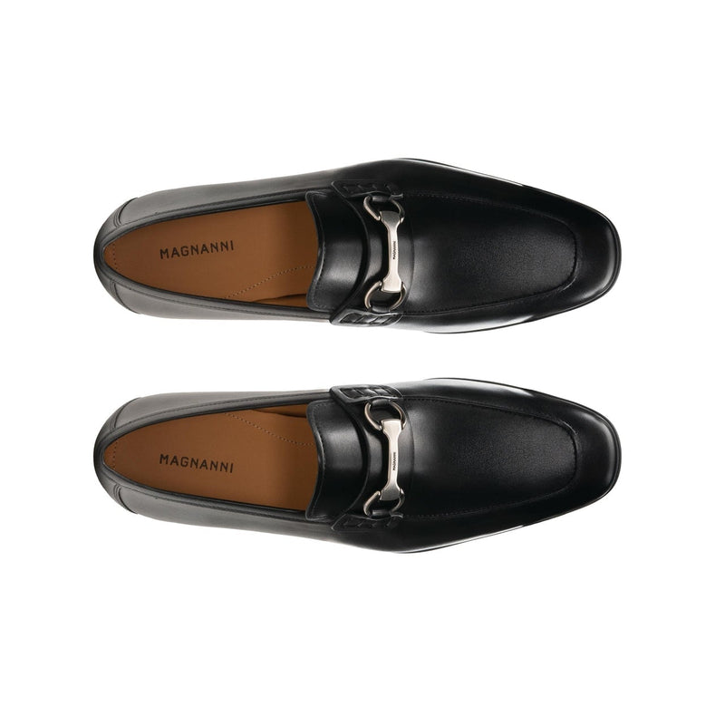 Magnanni Rafa II Men's Shoes Buterblade Black Calf-Skin Horsebit Loafers (MAG1076)-AmbrogioShoes