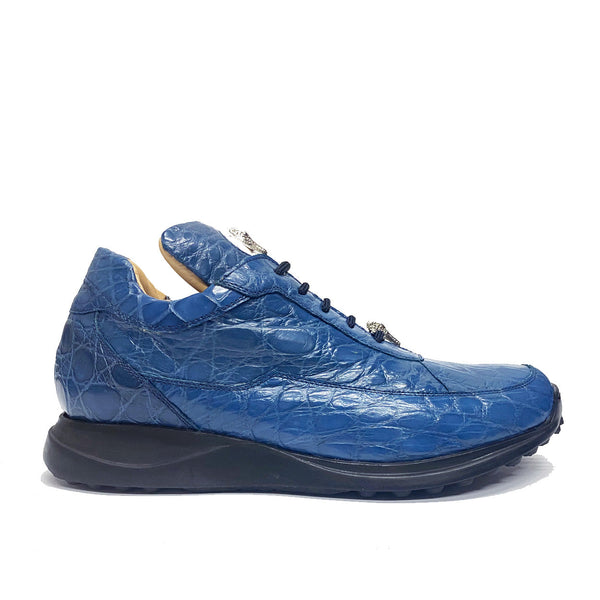 Mauri 8900/2 Bloodshed Men's Shoes New Blue Exotic Alligator Casual Sneakers (MAS5457)-AmbrogioShoes