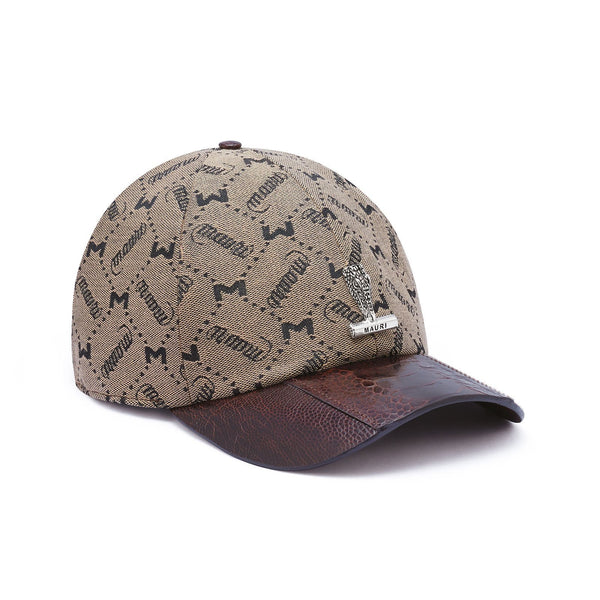 Mauri H65 Men's Brown Sport Rust / Taupe Ostrich Leg / Fabric Hat (MAH1004)-AmbrogioShoes