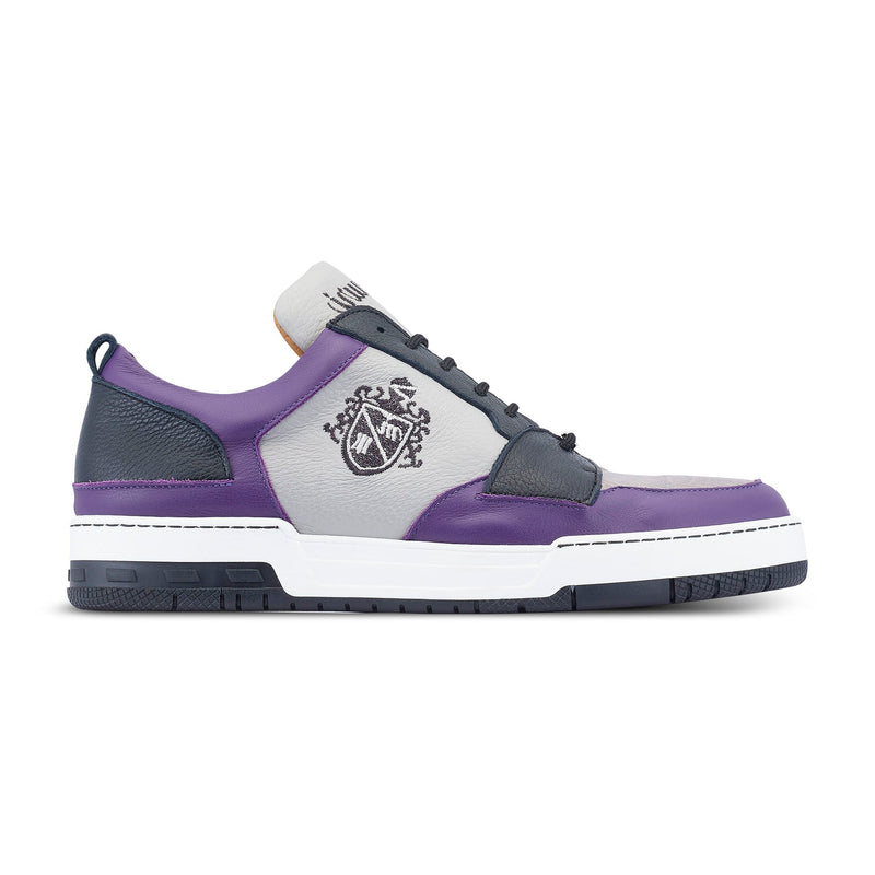 Mauri Crest 8461 Men's Shoes Purple & Light Gray Exotic Crocodile / Calf-Skin Leather Casual Sneakers (MA5492)-AmbrogioShoes