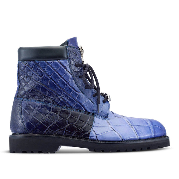 Mauri Hawk 4949/2 Men's Shoes Blue Combo Exotic Alligator Boots (MA5460)-AmbrogioShoes