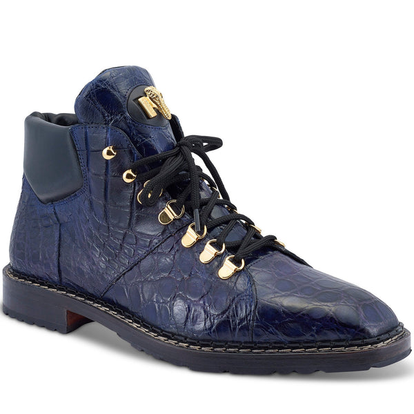 Mauri Sinner 4995 Men's Shoes Iris Blue Exotic Alligator Demi Boots (MA5462)-AmbrogioShoes