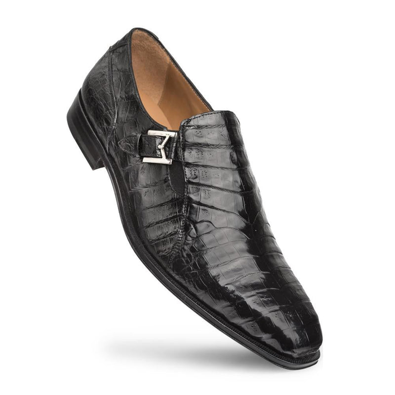 Mezlan 4773-F-SX102 Gore Men's Shoes Black Genuine Crocodile Monk-Strap Loafers (MZS3361)-AmbrogioShoes