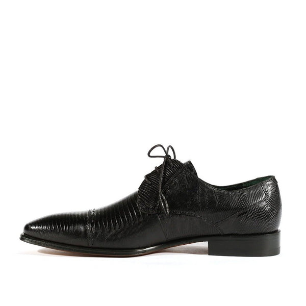 Mezlan 4818-L Men's Shoes Black Exotic Genuine Lizard Derby Cap-Toe Oxfords (MZS3367)-AmbrogioShoes