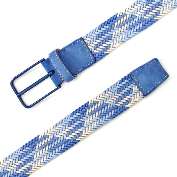 Mezlan AB11469 Blue Combo Tricolor Braided Fabric Men's Belt (MZB1210)-AmbrogioShoes