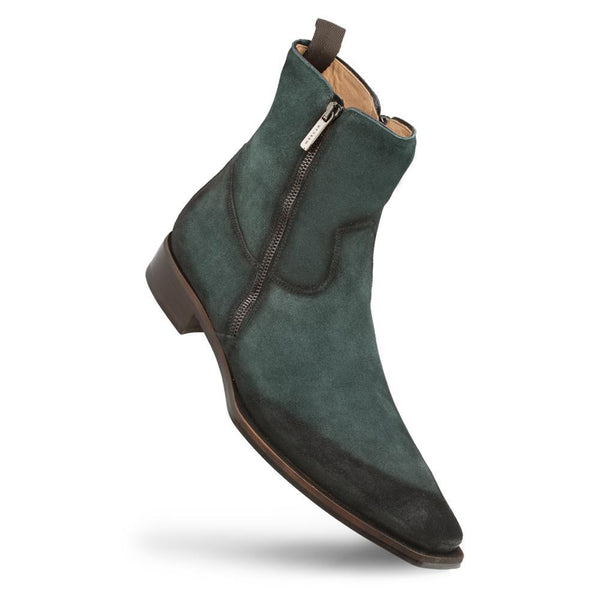 Mezlan S20030 Men's Shoes Green Suede Leather Asymmetric Ankle Boots (MZ3385)-AmbrogioShoes