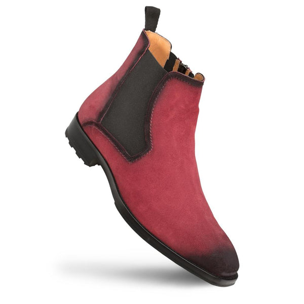 Mezlan S20085 Men's Shoes Burgundy Suede Leather Chelsea Boots (MZ3394)-AmbrogioShoes