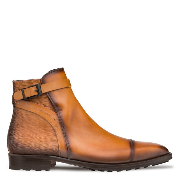 Mezlan S20114 Men's Shoes Cognac Patina Calf-Skin Leather Zip Boots (MZ3389)-AmbrogioShoes