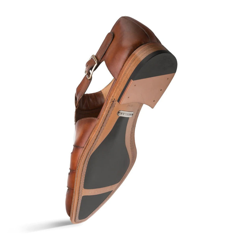 Mezlan S20304 Men's Shoes Cognac Patina Leather Dress Sandals (MZ3464)-AmbrogioShoes