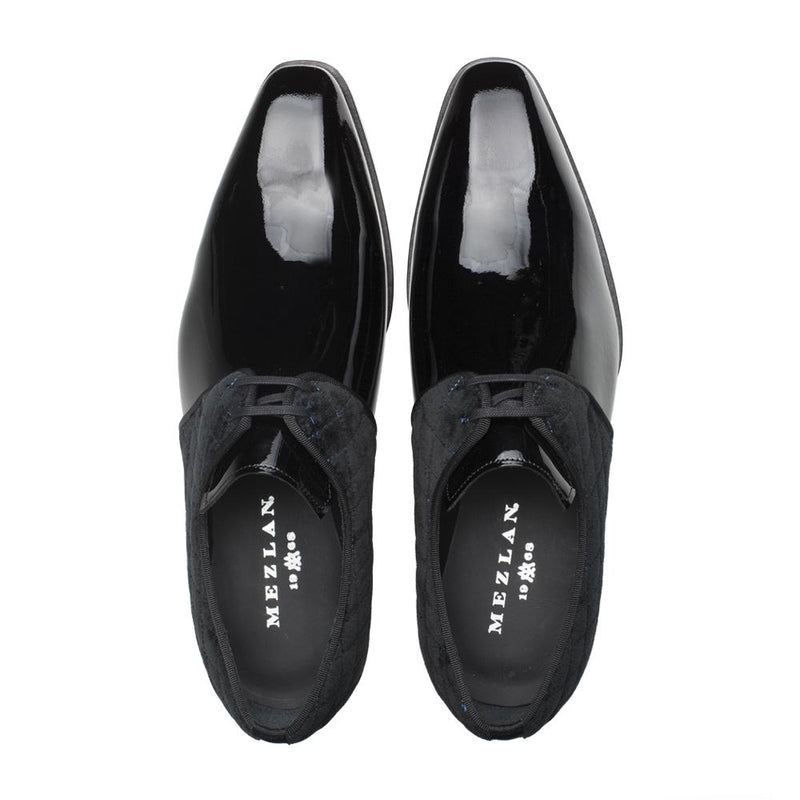 Mezlan S20307 Men's Shoes Black Velvet / Patent Leather Dress Derby Oxfords (MZ3427)-AmbrogioShoes