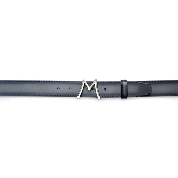 Mezlan SB11462 Gray Patina Calf-Skin Leather Floating Icon Men's Belt (MZB1212)-AmbrogioShoes