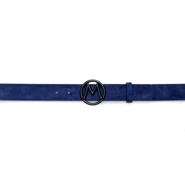 Mezlan SB11490 Blue Suede Leather Circle Icon Men's Belt (MZB1205)-AmbrogioShoes