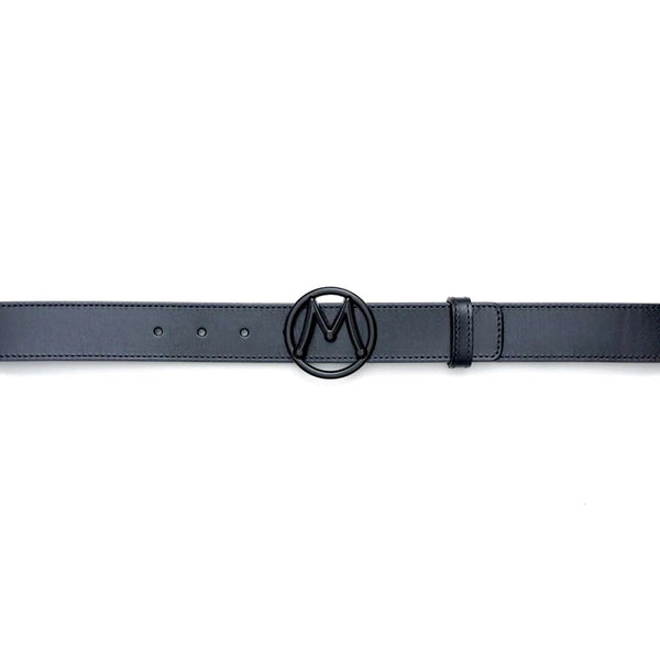 Mezlan SB11494 Graphite Patina Calf-Skin Leather Circle Icon Men's Belt (MZB1201)-AmbrogioShoes