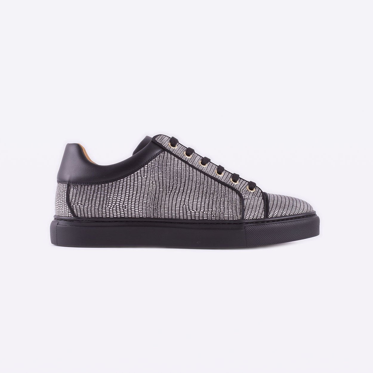 Mister 39594 Grocin Men's Shoes Gray Lizard Print / Calf-Skin Leather  Casual Sneakers (MIS1025)
