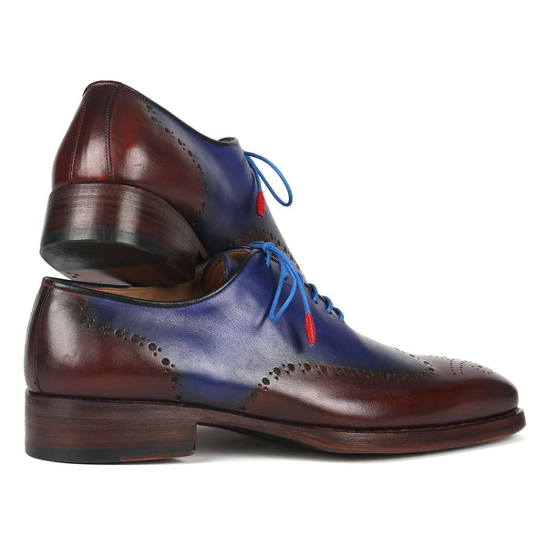 Paul Parkman 081-B35 Men's Shoes Brown & Blue Calf-Skin Leather Goodyear Welted Oxfords (PM6370)-AmbrogioShoes