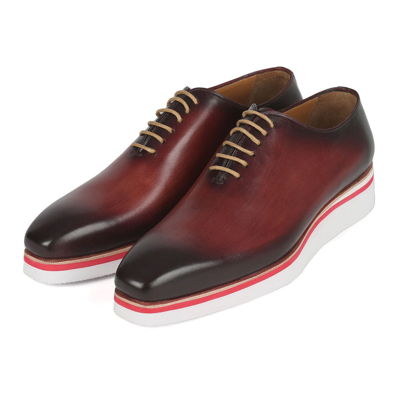 Paul Parkman 191-BRD Men's Shoes Bordeaux Calf-Skin Leather Smart Casual Wholecut Oxfords (PM6372)-AmbrogioShoes