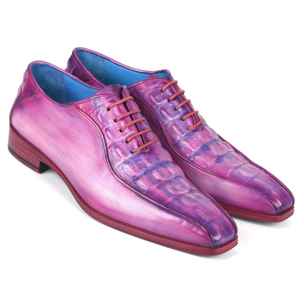 Paul Parkman 94-277 Men's Shoes Purple Crocodile Print Leather Bicycle Toe Oxfords (PM6368)-AmbrogioShoes