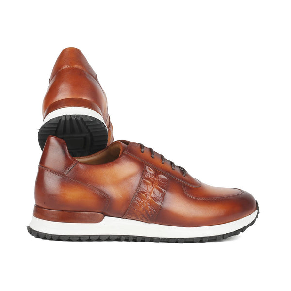 Paul Parkman LP208BRW Men's Shoes Brown Calf-Skin Leather Sneakers (PM6373)-AmbrogioShoes