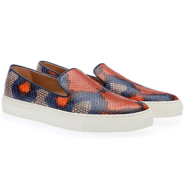 SUPERGLAMOUROUS Maxime Sunrise Men's Shoes Multi-Color Python Slip-On Skate Sneakers (SPGM1091)-AmbrogioShoes