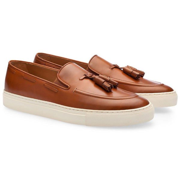 SUPERGLAMOUROUS Philippe Men's Shoes Cognac Nappa Leather Slip-On Sneakers (SPGM1200)-AmbrogioShoes