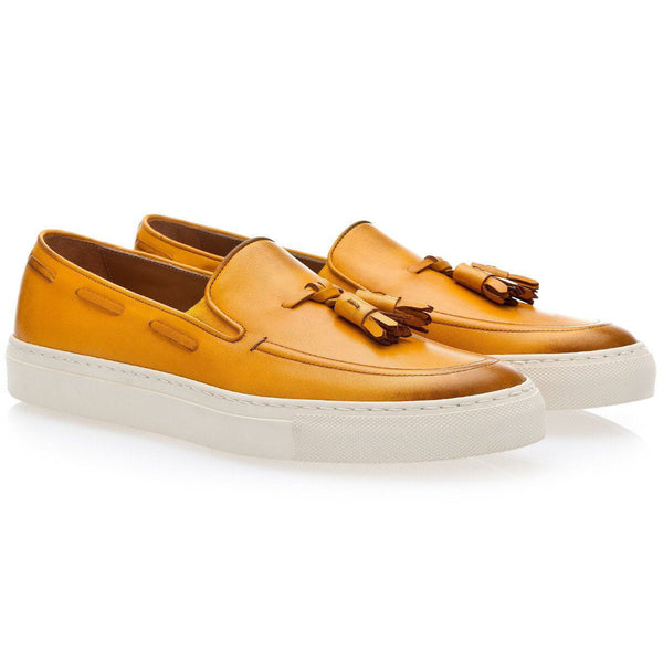 SUPERGLAMOUROUS Philippe Men's Shoes Mustard Nappa Leather Slip-On Sneakers (SPGM1201)-AmbrogioShoes