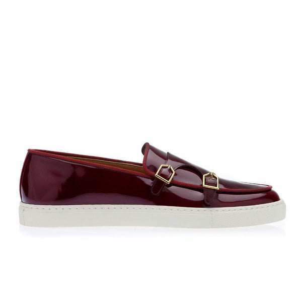 SUPERGLAMOUROUS Tangerine 7 Men's Shoes Burgundy Polished Leather Monk-Straps Belgian Sneakers (SPGM1194)-AmbrogioShoes