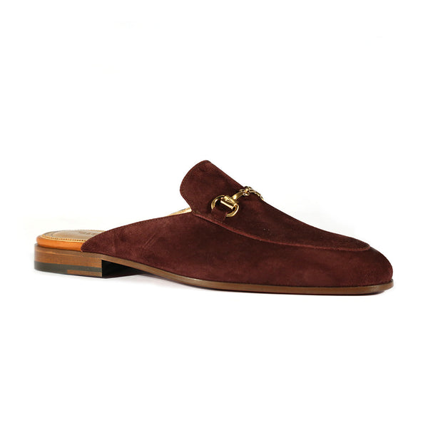 Valentino 19700 Men's Shoes Amarone Suede Leather Slipper Mules (VAL1004)-AmbrogioShoes