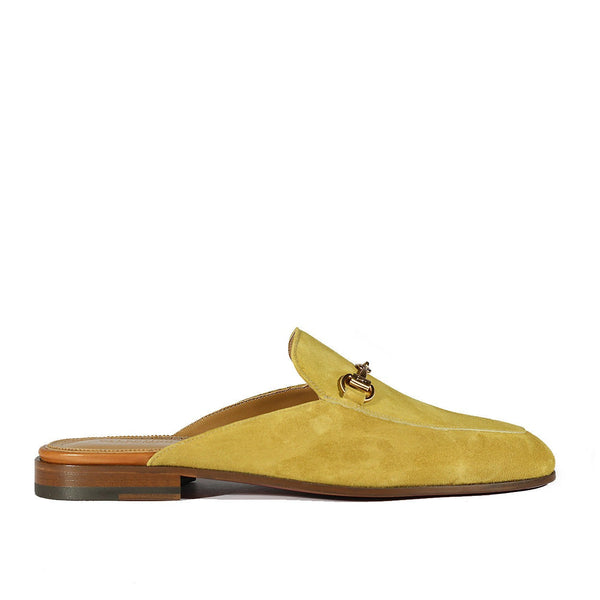 Valentino 19700 Men's Shoes Golden Lime Suede Leather Slipper Mules (VAL1003)-AmbrogioShoes