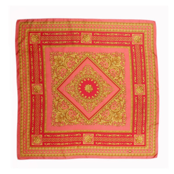 Versace Scarf Floral Ganimede Shawl In Coral, Red & Gold (VER104)-AmbrogioShoes