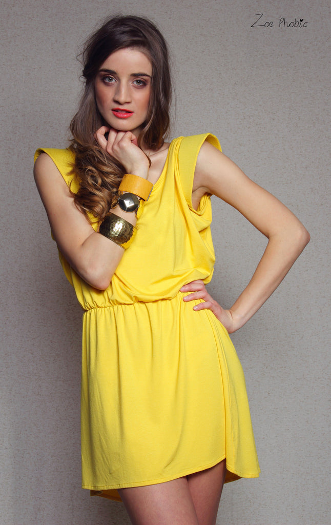 Yellow high-low dress