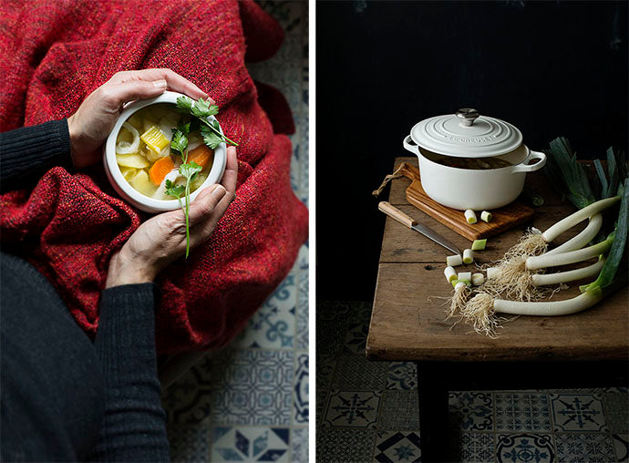 porrusalda con bacalao en cocotte