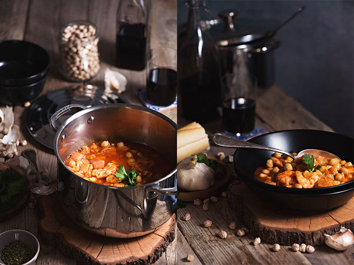 guiso de garbanzos con langostinos 