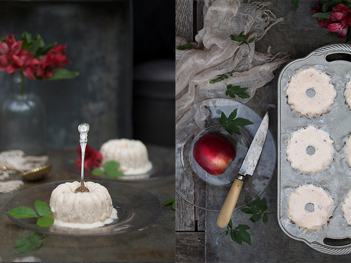 semifrío de nectarinas en molde bundt nordic ware