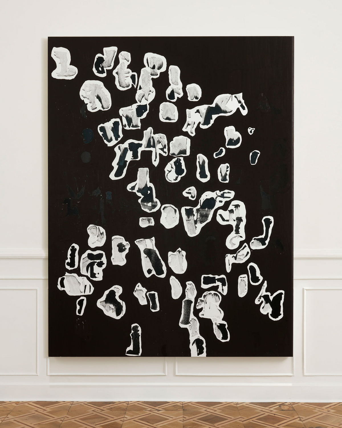 Artist Glenn Ligon uses Krink Paint Marker in new work Debris Field #3, 2018, Etching ink and ink marker on canvas in his solo exhibition at Thomas Dane Gallery in Italy